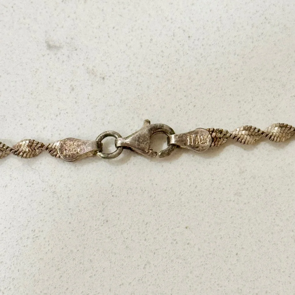 Vintage Italy 925 Sterling Silver Twisted Serpentine S-Link Chain Necklace 18in - Picture 3 of 5